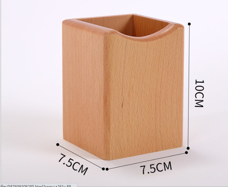 Bamboo Pen-Pencil Holder Makeup Brush Storage Office Stationery Organizer Square Container