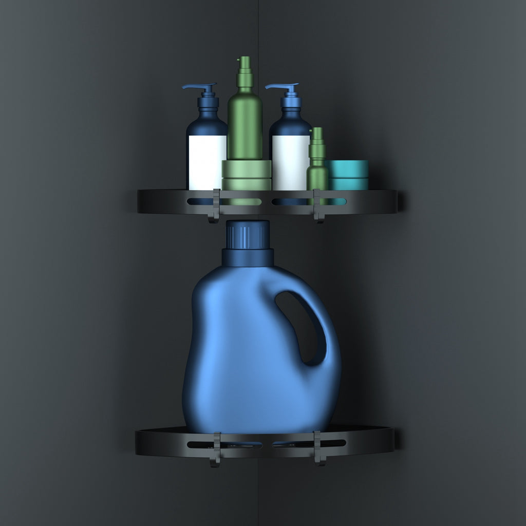 2Pcs Corner Shower Caddy Shelf Adhesive Bathroom Wall Mounted Storage Racks Aluminum Organizers For Bathroom Toilet Kitchen Dorm